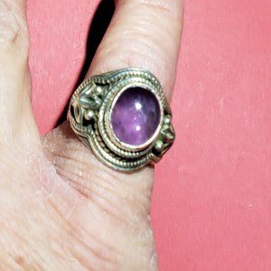 Vintage 925 Purple Amethyst Boho Ring